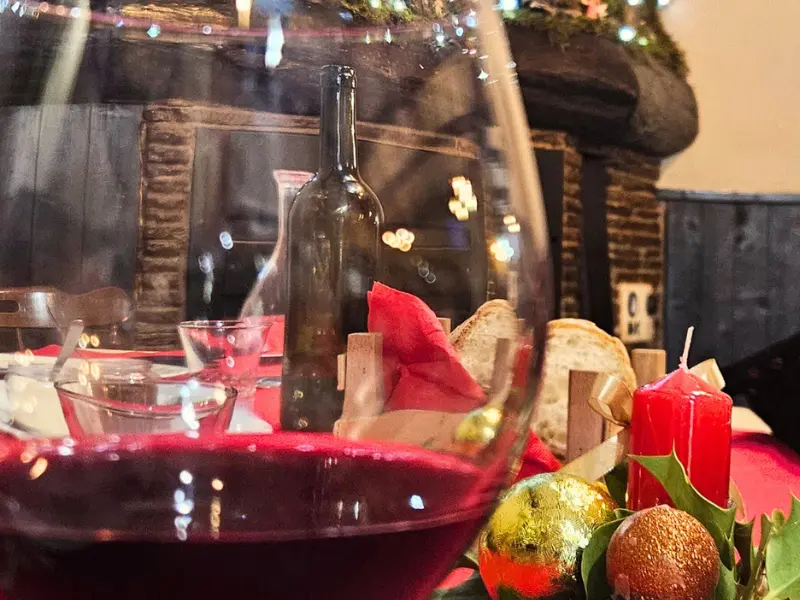 Natural wine detail at New Year's Eve dinner
