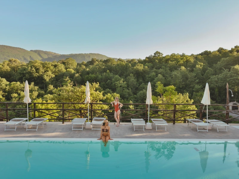 Summer panorama from pool farmhouse Campania Salerno
