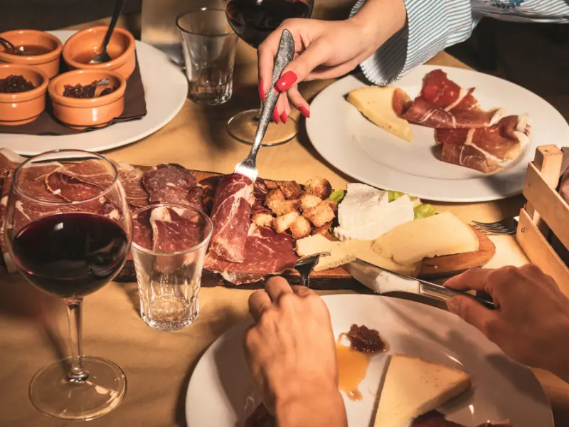 Country-style starters for the Easter lunch at the farmhouse in Campania